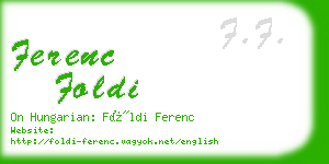 ferenc foldi business card